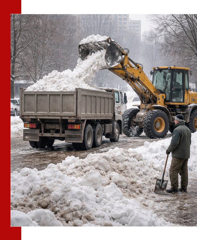 Вывоз снега грузовой техникой в Димитровграде оперативно и чисто