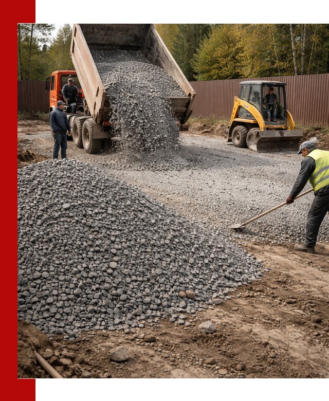 Отсыпка участка щебнем с доставкой и уплотнением в Димитровграде