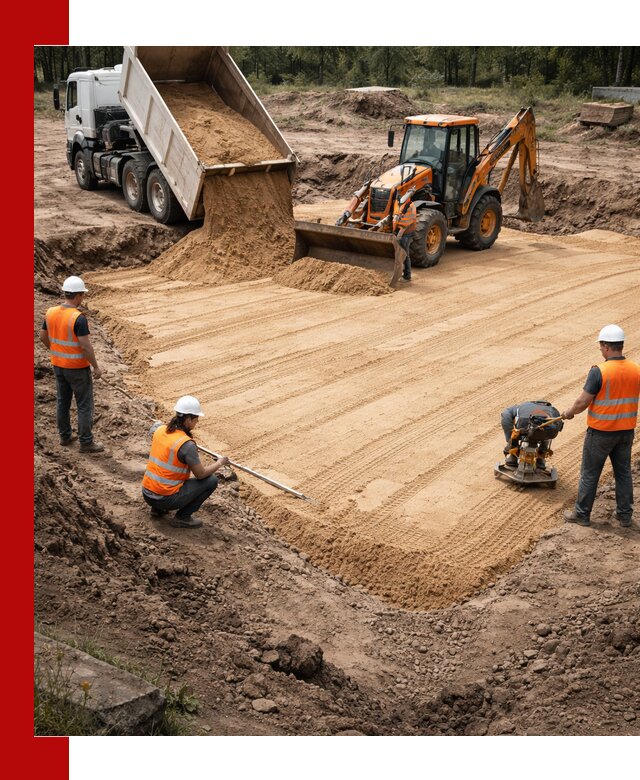 Устройство песчаной подушки для фундаментов и дорог в Димитровграде